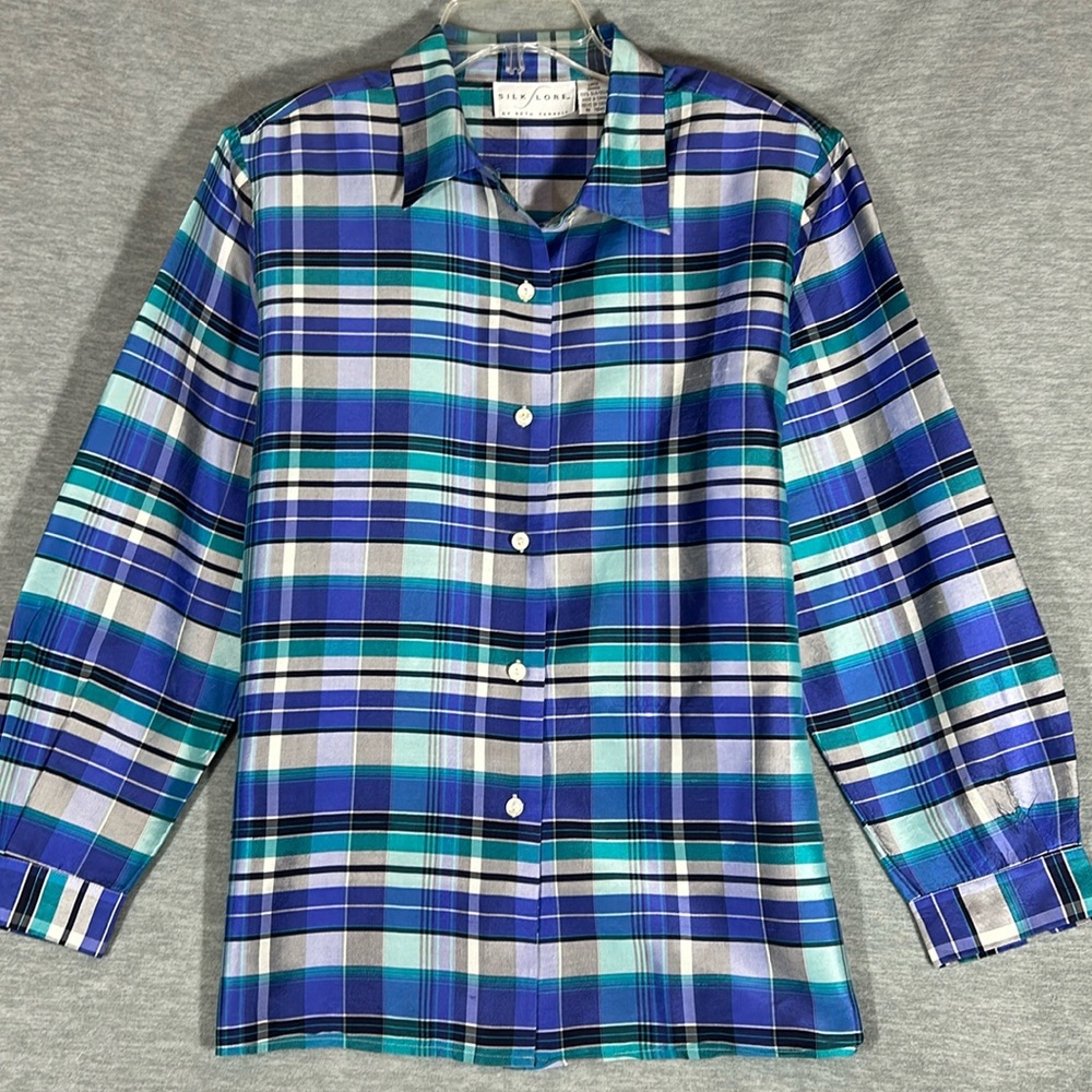 SILK LORE 100% Silk Long Line Button Down Tunic Style Shirt/Jacket